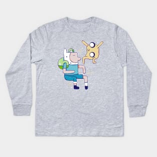 Finn and Jake in Abstract Kids Long Sleeve T-Shirt